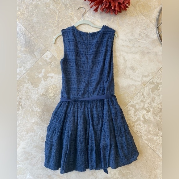 Zara Basic Fit & Flair Sleeveless Blue Lace Dress - M - Picture 6 of 9